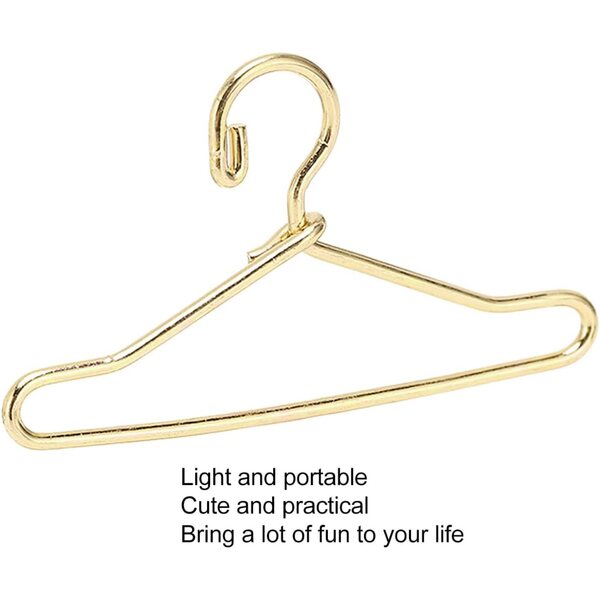 HEEPDD Mini-Puppen-Kleiderbügel, 100 Stück, elegantes, rostfreies Metall, Gold