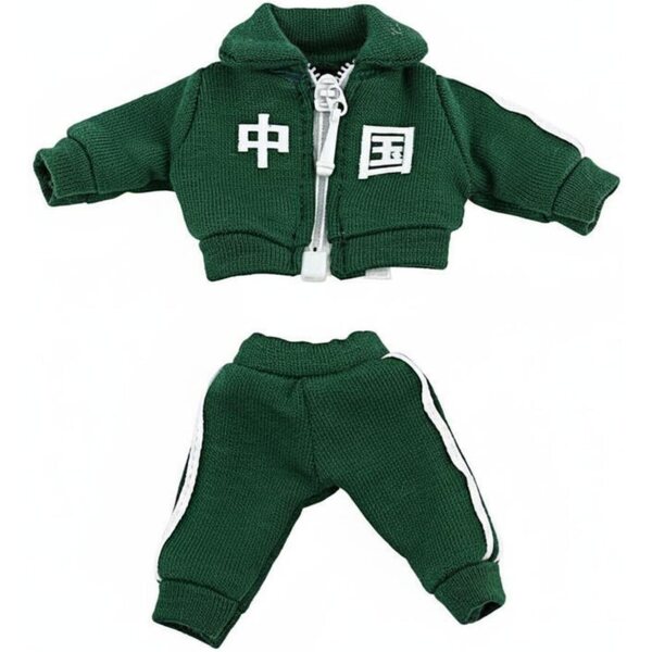 Completo Sportivo per Bambola OB11 con Giacca e Pantaloni Verde, Tessuto Resistente