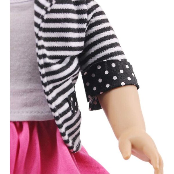 Vestiti per Bambole 46 cm - Abiti Casual con Cappotto a Righe, Maglietta e Gonna Corta