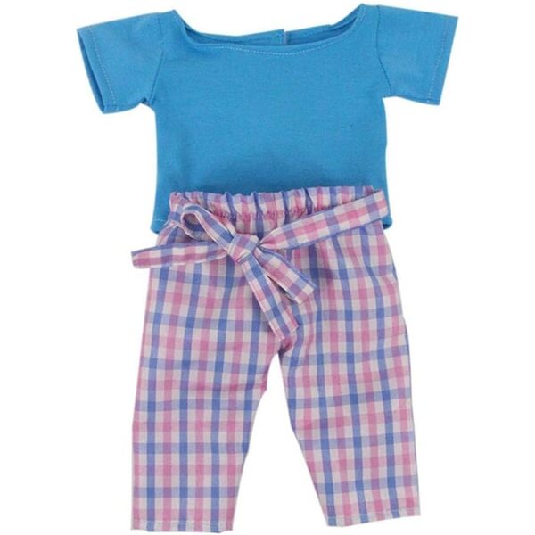 Vestiti per Bambole da 46 cm - Maglietta e Pantaloni a Quadri Casual per Bambine