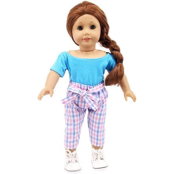 Vestiti per Bambole da 46 cm - Maglietta e Pantaloni a Quadri Casual per Bambine