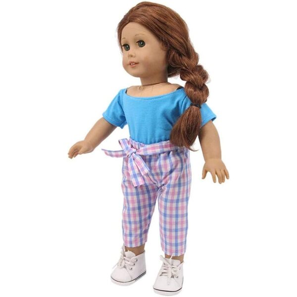 Vestiti per Bambole da 46 cm - Maglietta e Pantaloni a Quadri Casual per Bambine