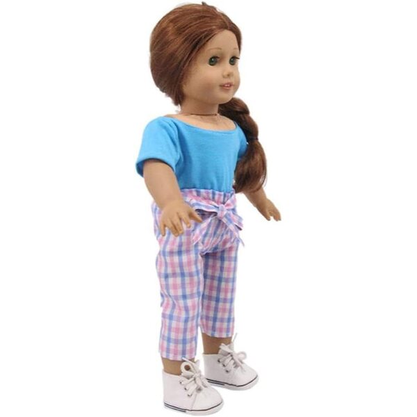 Vestiti per Bambole da 46 cm - Maglietta e Pantaloni a Quadri Casual per Bambine