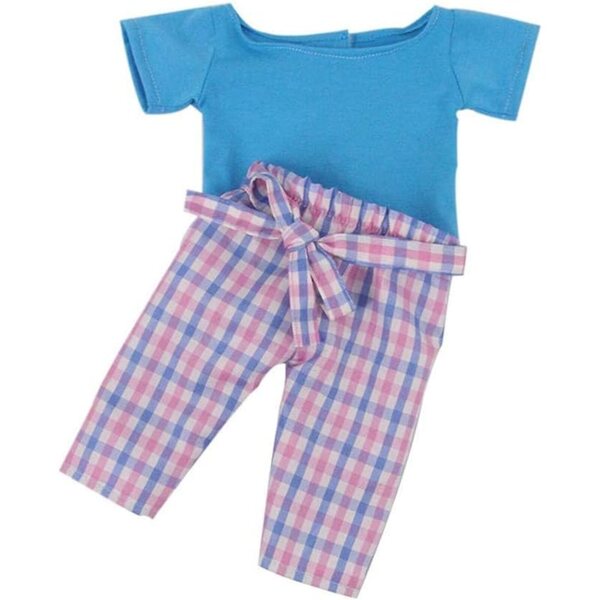 Vestiti per Bambole da 46 cm - Maglietta e Pantaloni a Quadri Casual per Bambine