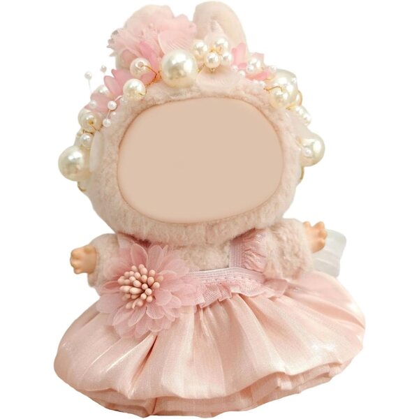 Hochzeitskleid und Stirnband-Set für 15-cm-Puppe mit Spitze und Tüll – Modeaccessoires