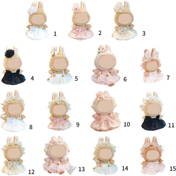 Hochzeitskleid und Stirnband-Set für 15-cm-Puppe mit Spitze und Tüll – Modeaccessoires