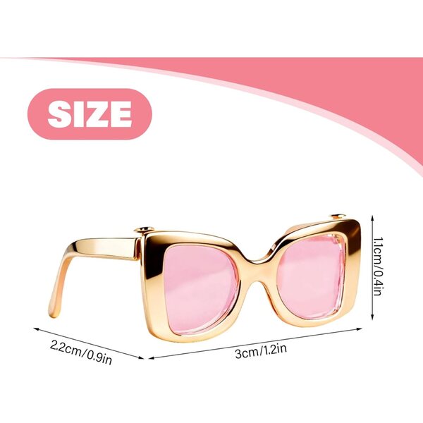Goldene Cat-Eye-Sonnenbrille für 11-12-Zoll-Puppen, Retro-Modeaccessoires
