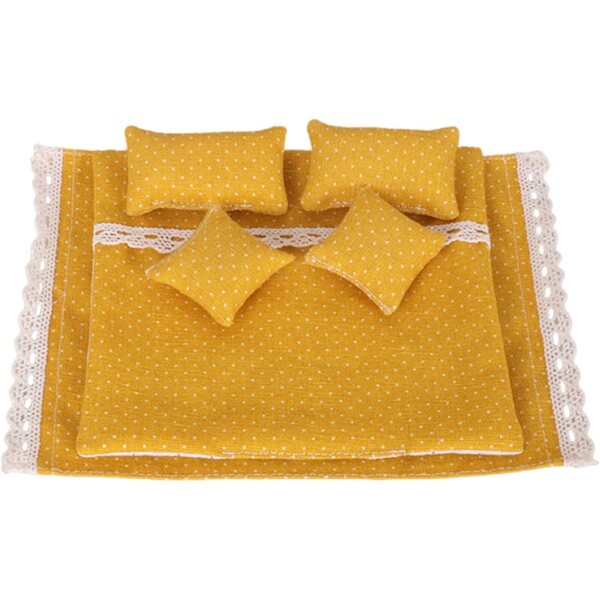 Colcolo Set Biancheria Letto Casa delle Bambole 1:12 6 Pezzi Giallo Morbido