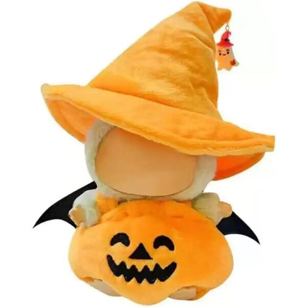 Halloween-Kleidungsset für 15–17 cm große Puppen mit Zaubererhut und Kürbisoberteil