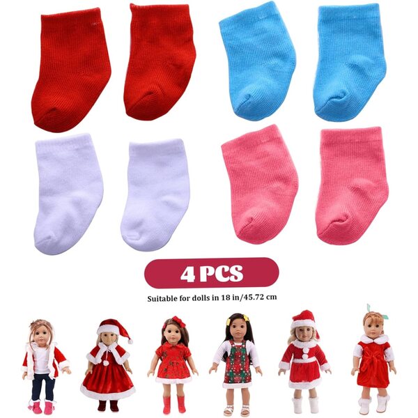 Calzini per Bambole 4 Paia Mini Neonati Accessori per Bambole 18 Pollici