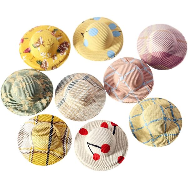 Cappelli miniatura per casa delle bambole 1:12 e 1:6 - set da 9 pezzi in tessuto resistente
