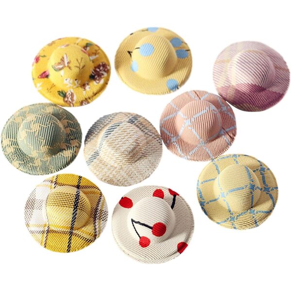 Cappelli miniatura per casa delle bambole 1:12 e 1:6 - set da 9 pezzi in tessuto resistente