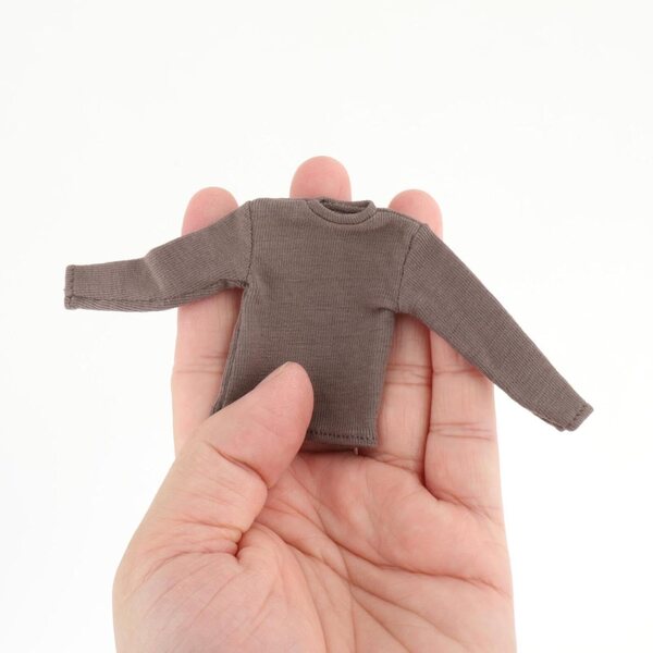 1/12 Langarm-Mini-T-Shirt für Actionfigur 6 Zoll Blau Grau 5,6 cm