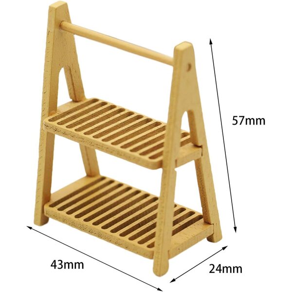 Mini Scaffale Portaoggetti in Legno 1/6 1/12 per Micro Paesaggi e Case Bambole