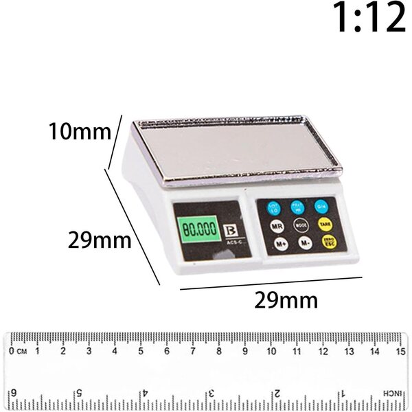 Mini-Elektronikwaage 1:12 aus Legierung für Puppenhaus-Dekorationszubehör