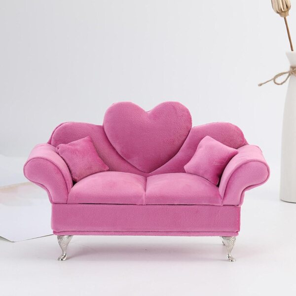 Sofaförmige Schmuckschatulle 1/6 für Schmuck und Puppenhaus R rosa