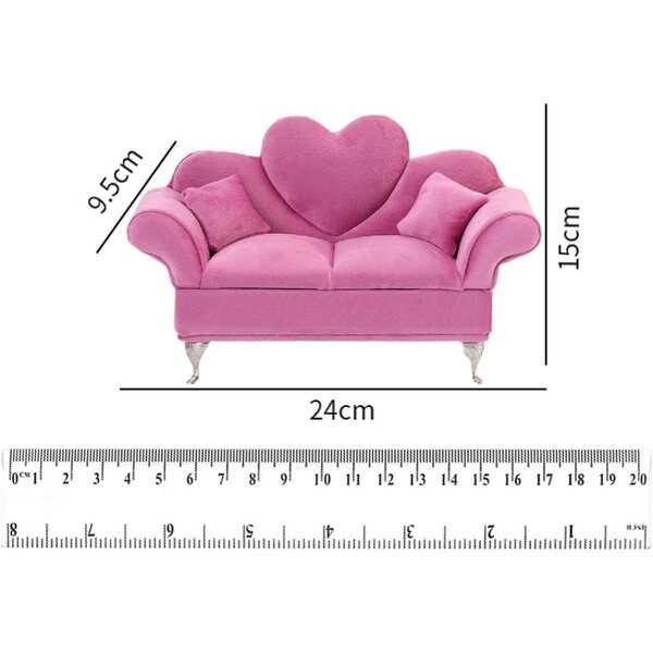 Sofaförmige Schmuckschatulle 1/6 für Schmuck und Puppenhaus R rosa