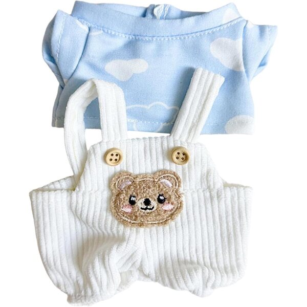 Hose mit Hosenträgern und T-Shirt für 20-cm-Puppen – farbenfrohe Miniaturkleidung