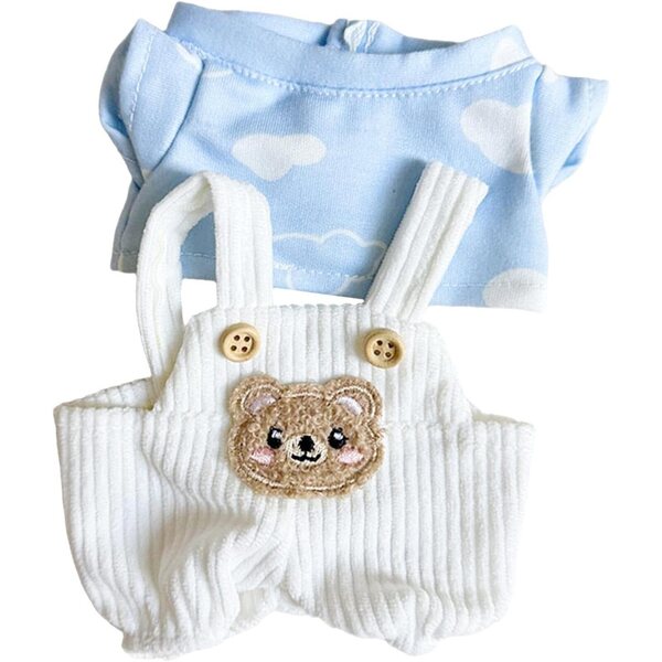 Hose mit Hosenträgern und T-Shirt für 20-cm-Puppen – farbenfrohe Miniaturkleidung