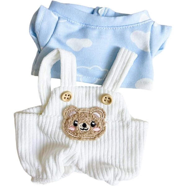 Hose mit Hosenträgern und T-Shirt für 20-cm-Puppen – farbenfrohe Miniaturkleidung