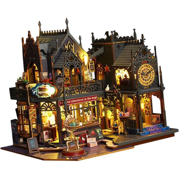Kit fai da te casa delle bambole in legno con luci e mobili per bambini 12+