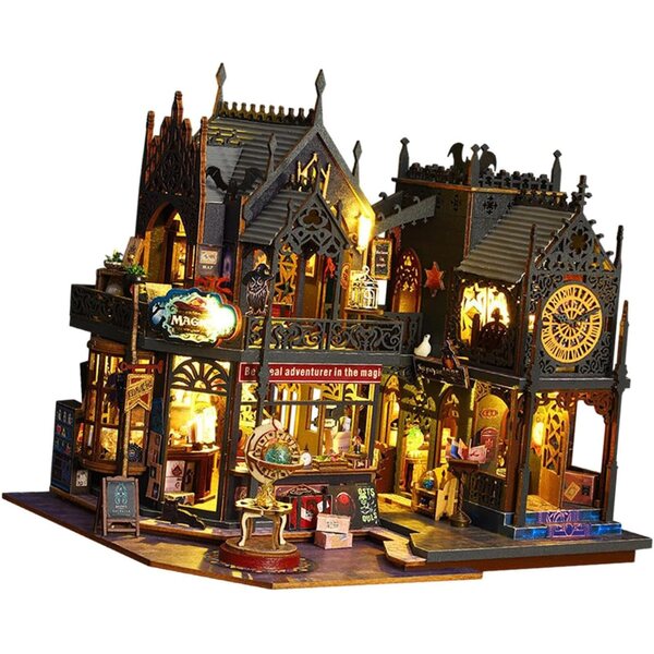 Kit fai da te casa delle bambole in legno con luci e mobili per bambini 12+