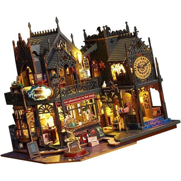 Kit fai da te casa delle bambole in legno con luci e mobili per bambini 12+
