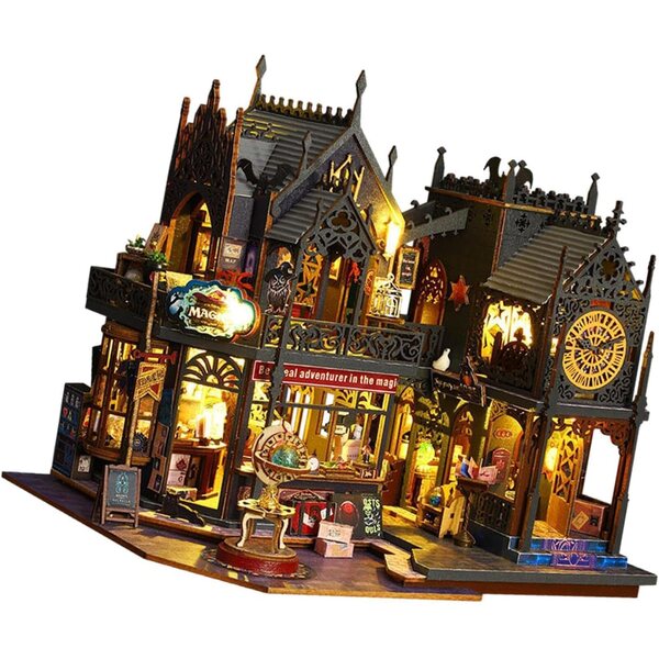 Kit fai da te casa delle bambole in legno con luci e mobili per bambini 12+