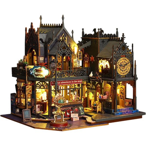 Kit fai da te casa delle bambole in legno con luci e mobili per bambini 12+