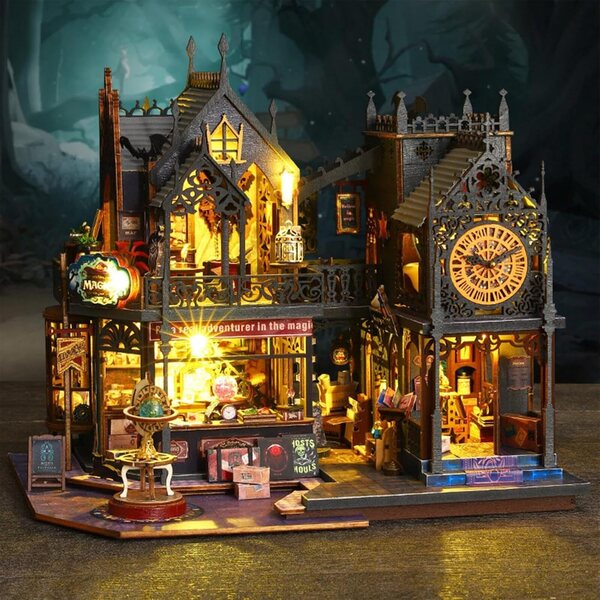 Kit fai da te casa delle bambole in legno con luci e mobili per bambini 12+