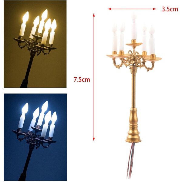 1:87 Miniatur-Kerzenständer aus ABS und Legierung für Puppenhäuser und Mikrolandschaften