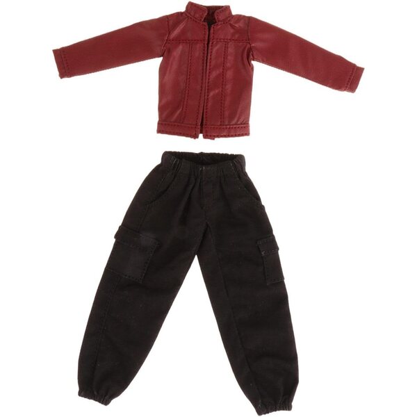 1/12 Puppen-T-Shirt und Hose – PU-Lederjacke, Kleidung für 15,2 cm große Puppen