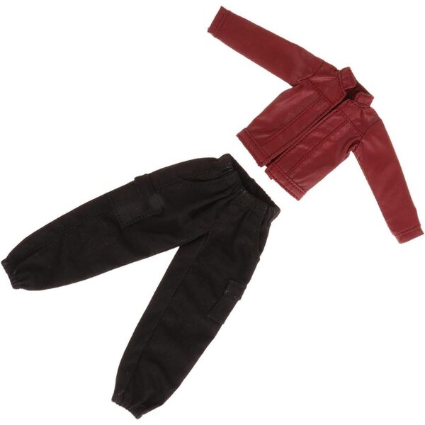 1/12 Puppen-T-Shirt und Hose – PU-Lederjacke, Kleidung für 15,2 cm große Puppen