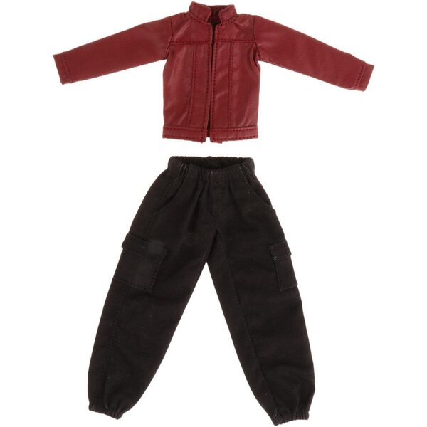 1/12 Puppen-T-Shirt und Hose – PU-Lederjacke, Kleidung für 15,2 cm große Puppen