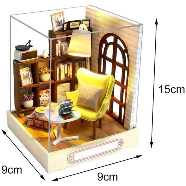 DIY-Puppenhaus aus Holz mit LED-Leuchten und Miniaturmöbeln
