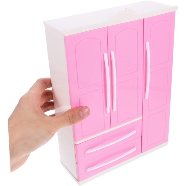 Mini armadio con appendiabiti rosa per casa delle bambole - set 20 mini grucce