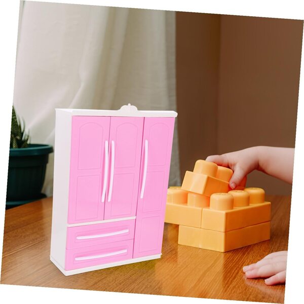 Mini armadio con appendiabiti rosa per casa delle bambole - set 20 mini grucce