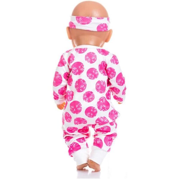 Completo con Cerniera per Bambola Rosa con Pois Rossi e Fascia - Giocattolo Educativo
