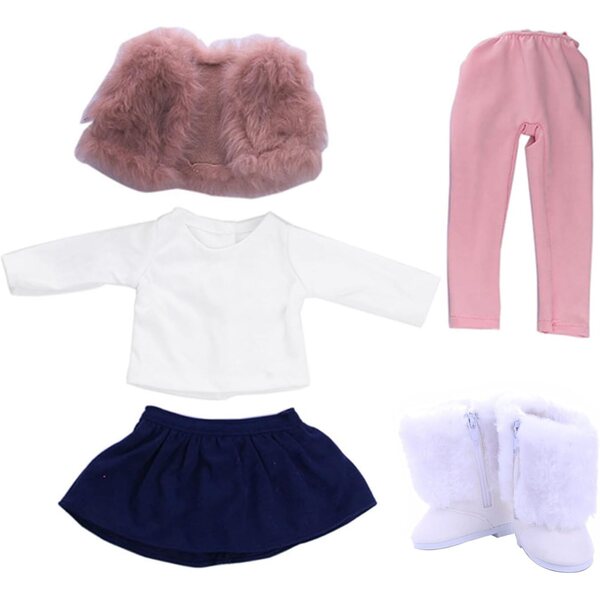 Vestiti Invernali per Bambole 18 Pollici - Set 5 Pezzi con Gilet, Gonna e Scarpe