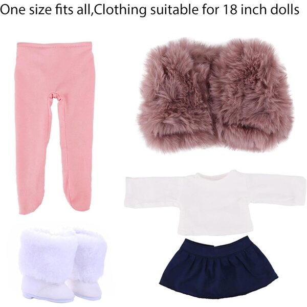 Vestiti Invernali per Bambole 18 Pollici - Set 5 Pezzi con Gilet, Gonna e Scarpe