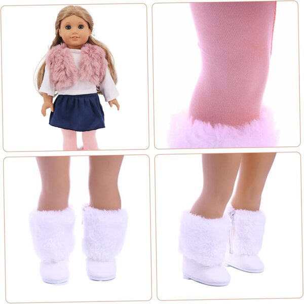 Vestiti Invernali per Bambole 18 Pollici - Set 5 Pezzi con Gilet, Gonna e Scarpe