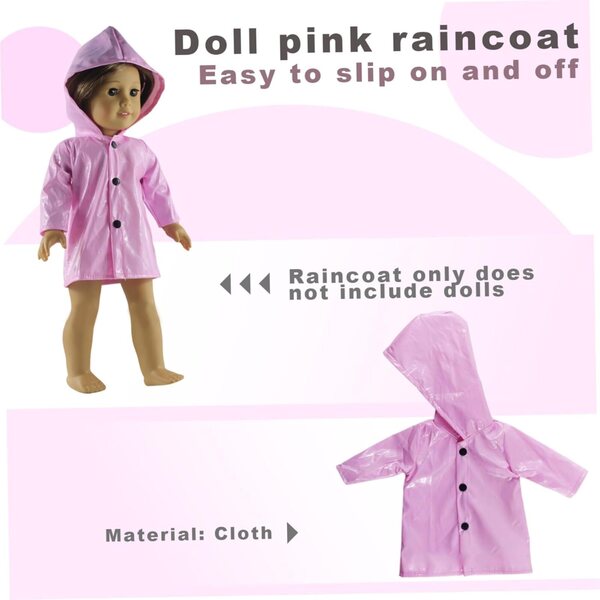 Cappotto Antipioggia per Bambole da 18 Pollici - Giacca Impermeabile Moda