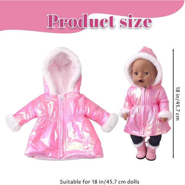 Cappotto Invernale per Bambola 18 Pollici con Cappuccio e Cerniera - Uanqfegy Rosy