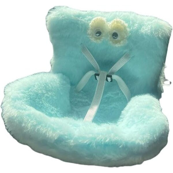 BlissfulAbode Autositz für Puppen aus weichem Plüsch, 14,5 x 11 x 11 cm, Blau