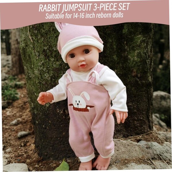 18-Zoll-Puppenoutfit Hasenkostüm mit rosa T-Shirt, Hose und Mütze