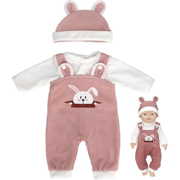18-Zoll-Puppenoutfit Hasenkostüm mit rosa T-Shirt, Hose und Mütze