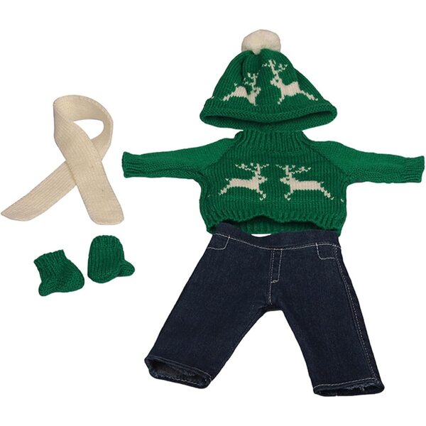 Set mit 5 Stück Weihnachtskleidung für 18-Zoll-Puppe, Pullover, Mütze, Handschuhe, Schal