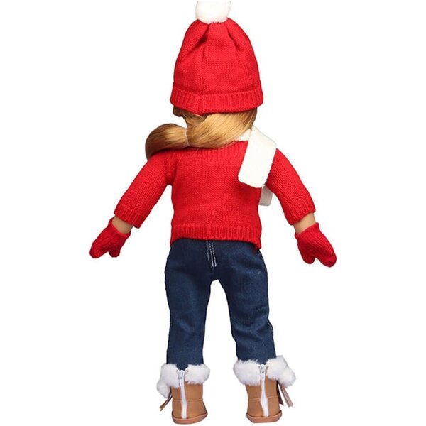 Set mit 5 Stück Weihnachtskleidung für 18-Zoll-Puppe, Pullover, Mütze, Handschuhe, Schal