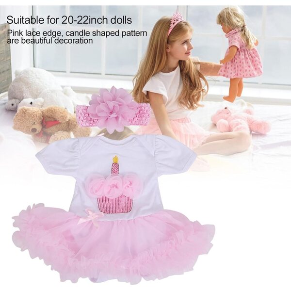 Rosa Spitzen-Accessoire-Kleid für 20-22-Zoll-Puppen – BTOSEP