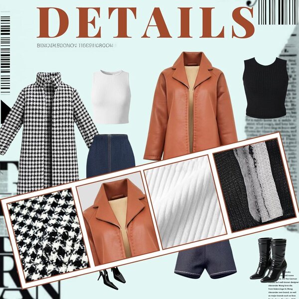 Set mit 21 modischen Kleidungsstücken für 21,5-cm-Puppen mit Hahnentritt-Trenchcoat und Lederjacke
